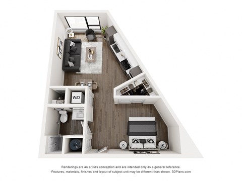 Floor plan for studio, 1 bath, 541 sqft